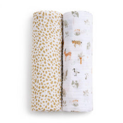 aden + anais Essentials swaddle in giraffe safari print provides breathable, cozy wrap for babies