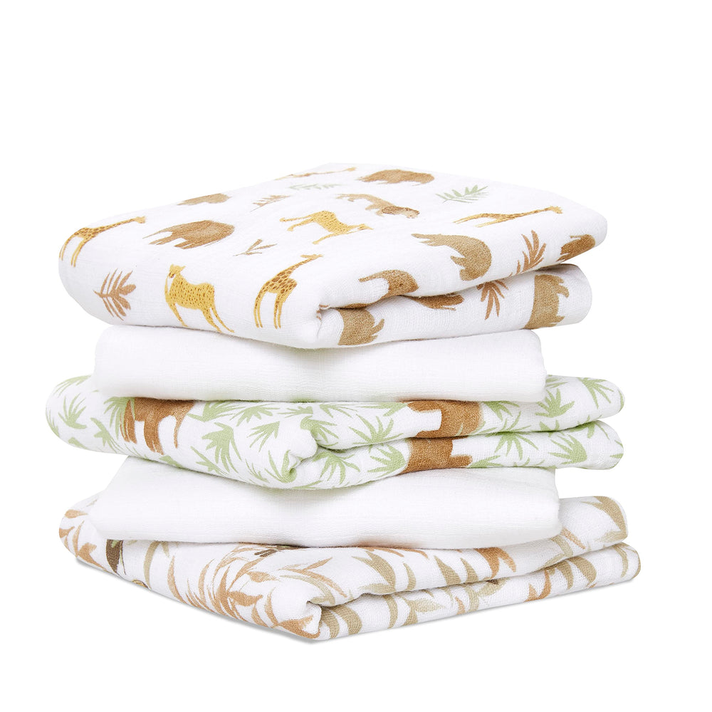aden + anais Essentials Musy Squares packed in a diaper bag for on the go mess control