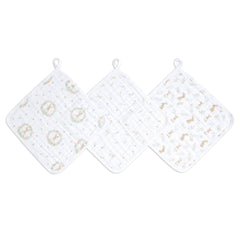 aden + anais Essentials washcloth close-up shows ultra-soft muslin for gentle baby cleansing.