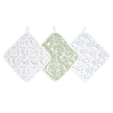 aden + anais Essentials Washcloth 3-Pack flatlay highlighting gentle muslin for baby cleanup