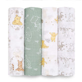 aden + anais Winnie + Friends swaddle blanket laid flat for cozy newborn comfort and versatility
