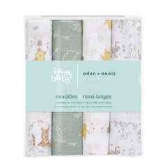 aden + anais Winnie + Friends swaddle blanket used as stroller cover for shade and privacy