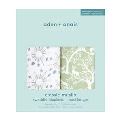 aden +anais Harmony swaddle 2-pack shown for easy, versatile newborn wrapping at bedtime.