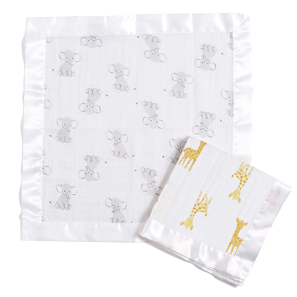 Issie security blanket Safari Babes front view shows cozy muslin comfort.