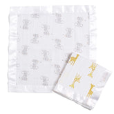 Issie security blanket Safari Babes front view shows cozy muslin comfort.