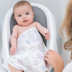 aden + anais Organic Washcloth 3-pack shows 3-layer absorbency for spills and messes