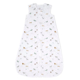 aden + anais Safari Dreams sleeping bag worn as wearable swaddle for cozy, safe sleep