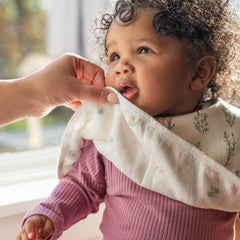 aden + anais Silky Soft Burpy Bib contoured neck with snap closure