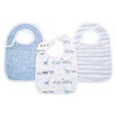 aden + anais Snap Bib front view shows soft three-layer muslin for spills.