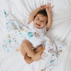 aden + anais Space Explorers muslin close-up texture, softness improves with washing