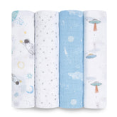 aden + anais Space Explorers swaddle pattern, breathable muslin for comfortable sleep