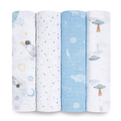 aden + anais Space Explorers swaddle pattern, breathable muslin for comfortable sleep