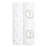 aden + anais Essentials Swaddle Blanket Blushing Bunnies for cozy, breathable swaddling.