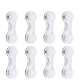 Adoric child safety locks demonstrating the buckle-press design for easy adult access.