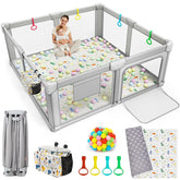 ADOTOCAM Foldable Playpen setup with one-button unfold for quick, portable use.