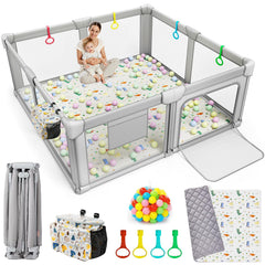 ADOTOCAM Foldable Playpen setup with one-button unfold for quick, portable use.