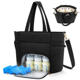 Adworte wearable breast pump bag front view shows hands-free convenience for on-the-go pumping.