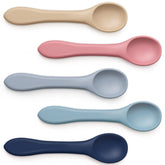 Aedida 5-piece silicone baby spoons set in colorful colors for gentle self-feeding.