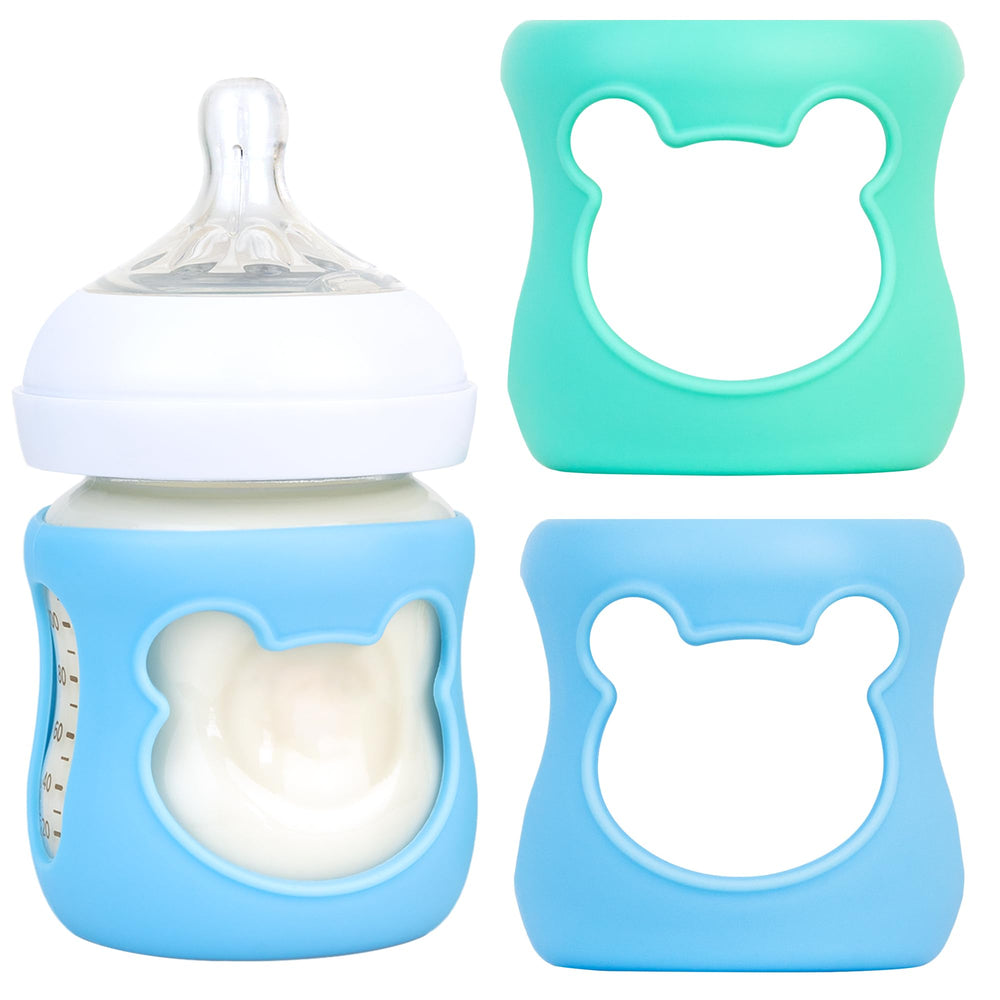 Aelop Philips Avent blue sleeve protects a 4oz bottle from bumps.