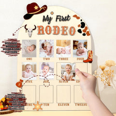 Afniimyapt 12-month milestones photo display highlights growth in a durable wooden frame
