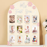 Afniimyapt daisy first year board front view shows sturdy wood and cheerful daisies for memories.