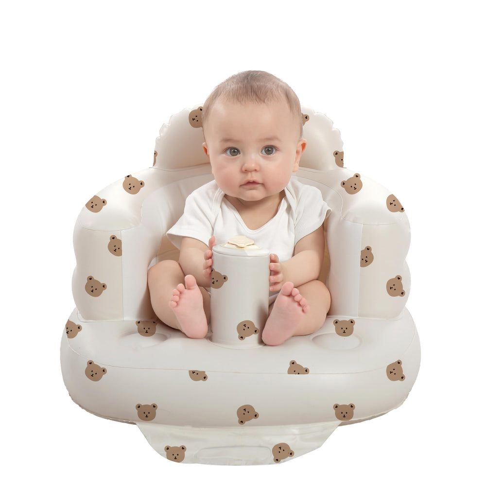 AGITVPS Bear inflatable baby seat with built-in pump, ready for quick inflation.