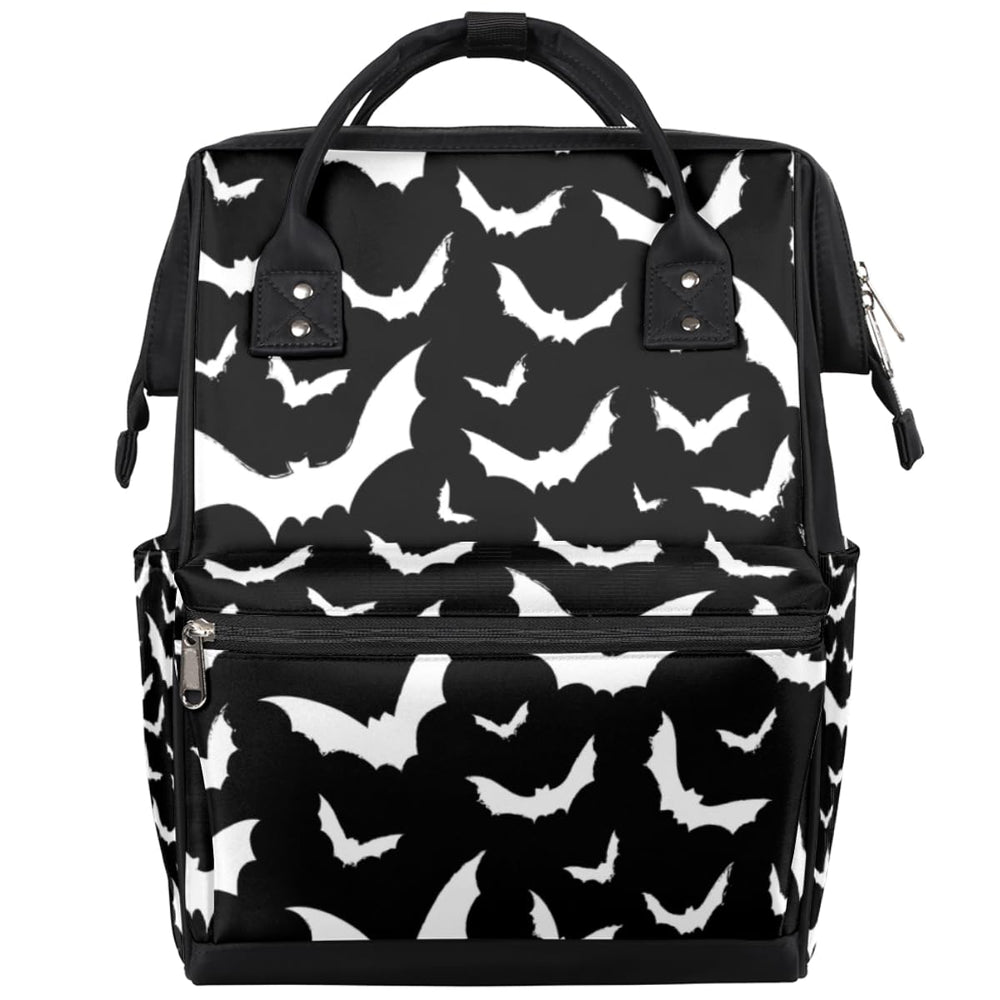 Aglebo Hallween Bats diaper bag backpack โ waterproof fabric for daily use.