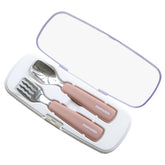 AGUARD MOMOBIN stainless steel fork with silicone easy-grip handle for safe toddler self-feeding at home.