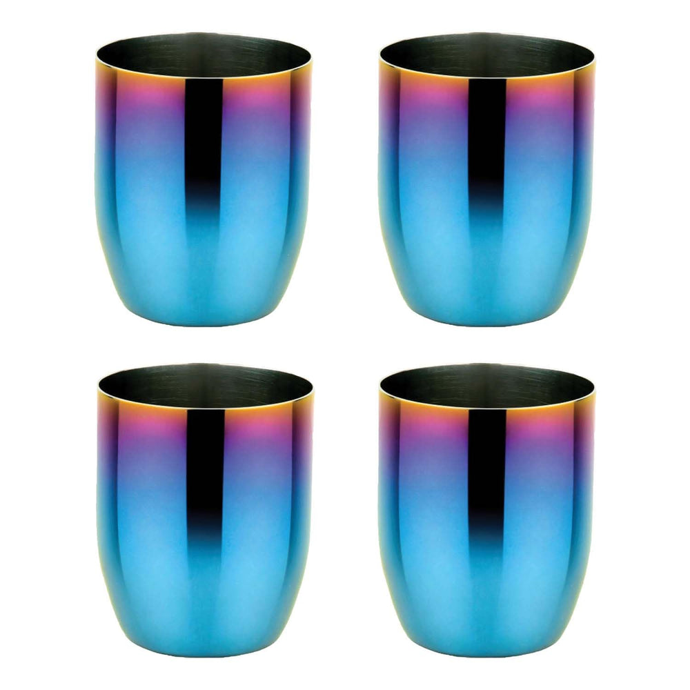 Ahimsa stainless steel kids cups iridescent blue set 4 open cup training