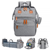 AHNTTGS Up-Grey diaper bag front view showing quick-access storage.