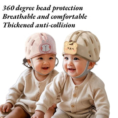 AHVERI Baby Safety Helmet Yellow Bear back view shows adjustable strap for growing heads.