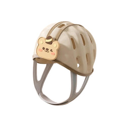 AHVERI Baby Safety Helmet Yellow Bear front view for reliable head protection during exploration.