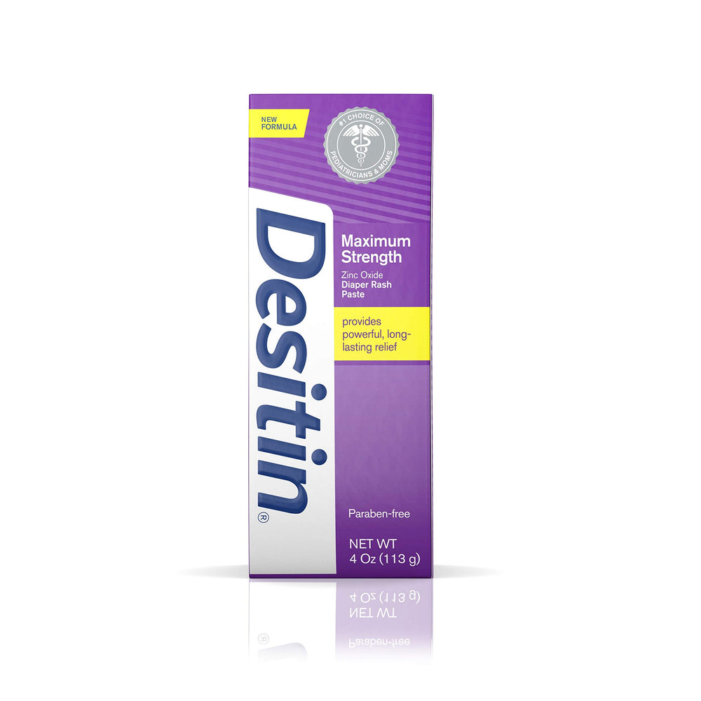 AHYGZWZSYC Desitin paste tube close-up highlighting a thick barrier for irritated skin protection