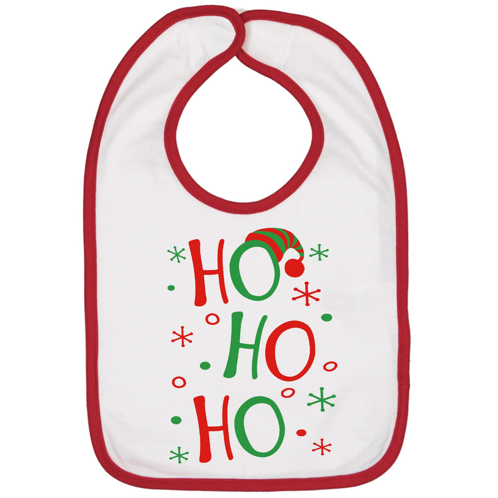 Aiden's Corner holiday bib white close-up emphasizes soft cotton and festive print.