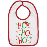 Aiden's Corner holiday bib white close-up emphasizes soft cotton and festive print.