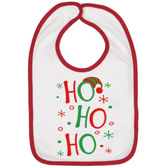 Aiden's Corner holiday bib white close-up emphasizes soft cotton and festive print.
