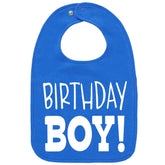 Aiden's Corner Royal baby first birthday bib closeup shows soft cotton and vibrant print for celebrations.