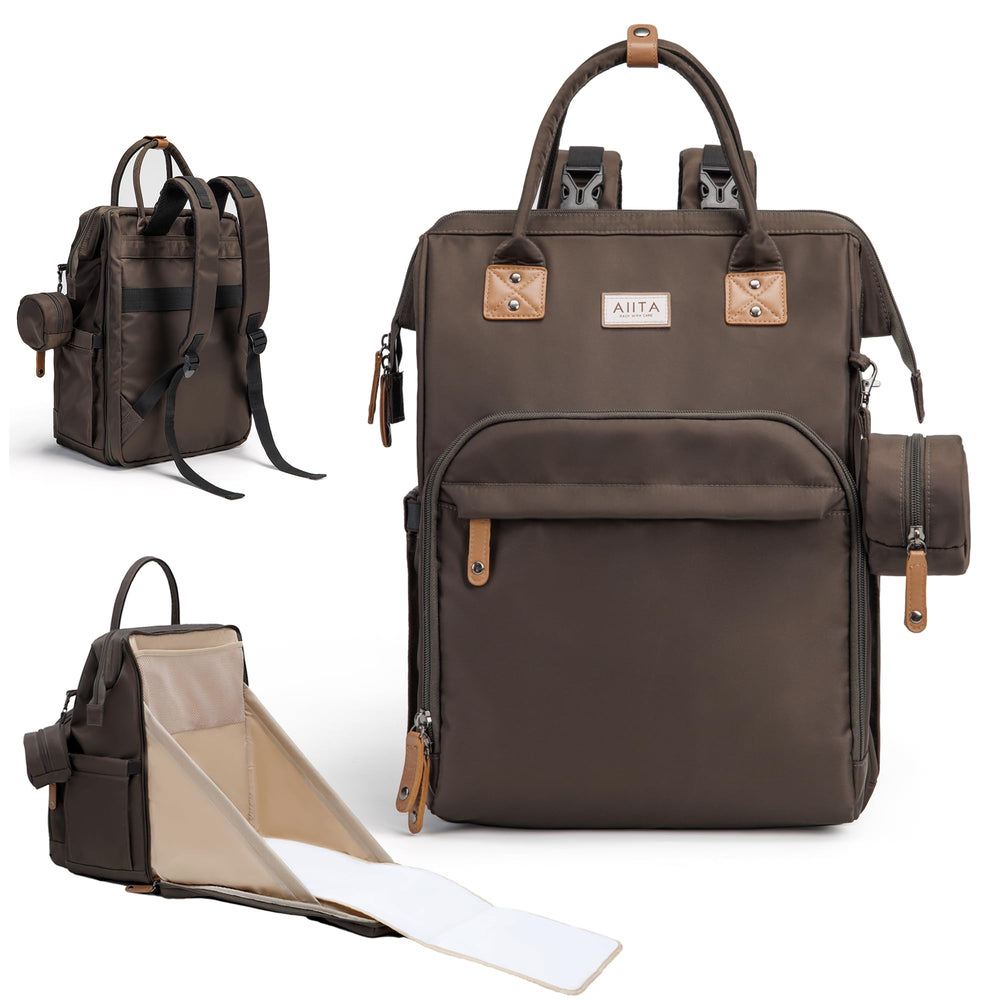 AIITA diaper backpack with changing-station keeps baby clean during quick on-the-go changes.