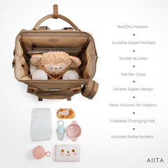 AIITA diaper bag insulated bottle pocket keeps feeds warm or cool