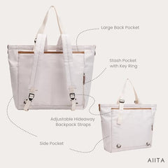 AIITA diaper bag tote has 12 pockets and insulated pouches.