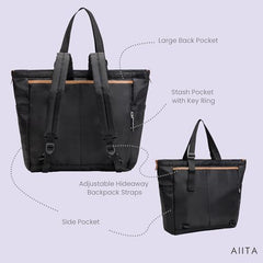 AIITA diaper bag tote offers shoulder, crossbody, and backpack carry options