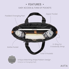 AIITA diaper bag tote includes portable changing pad for quick diaper changes