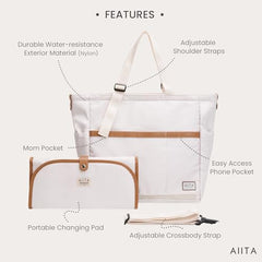 AIITA diaper bag tote uses water-resistant material to protect gear.