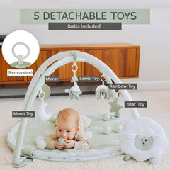 Aila+Aiden 6-in-1 XL Play Mat Sage supports tummy time and early motor exploration.