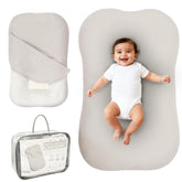 Aila + Aiden baby lounger gray cover setup for cozy daytime lounging.