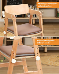 AIMOADO wooden high chair adjustable-seat view demonstrates multi-level height for growing kids