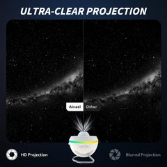 Ainael Galaxy Projector meteor effect highlights dynamic night sky.
