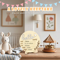 AINBIN Birth announcement sign set in wood for baby shower or hospital use
