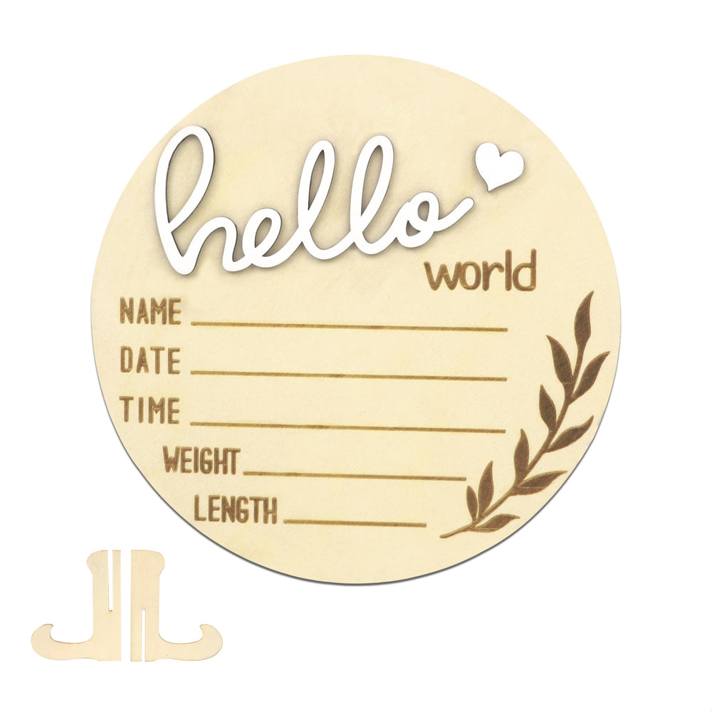 AINBIN Hello World newborn sign with 3D letters, ideal for nursery decor and baby arrival moments.