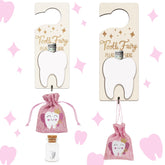 AINBIN Tooth Fairy door hanger pink, celebrates tooth milestones for kids